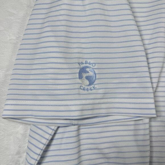 Fairway Greene Polo Shirt Mens Large White Striped Golf‎ Casual Logo - Picture 7 of 12